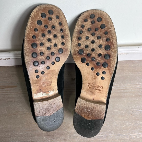 Cole Haan Vintage Made In Italy Womens Black Suede Loafers Size 5 - Picture 5 of 8